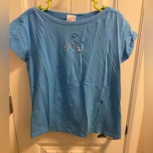 Disney Store L Top Eeyore Large Blue Embroidered Shirt Lg Cute